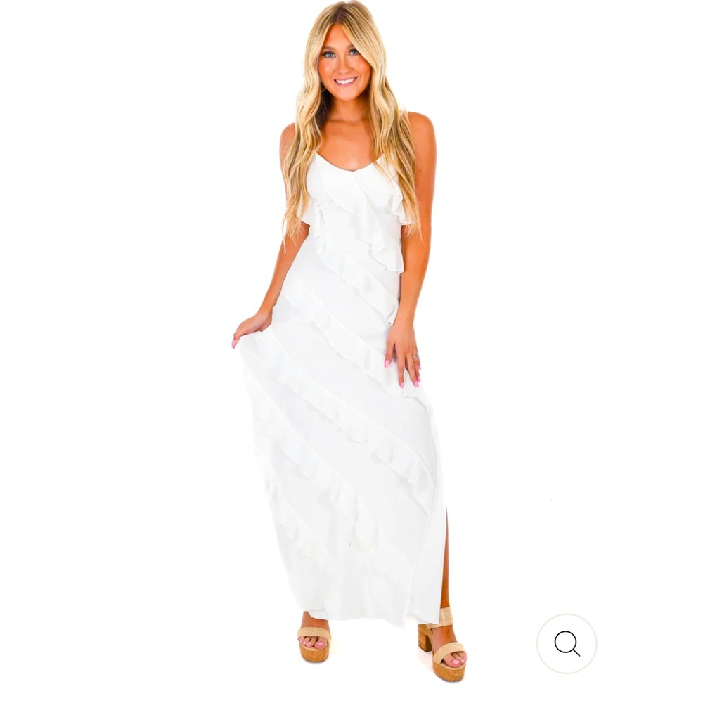 White Maxi Ruffle Dress
